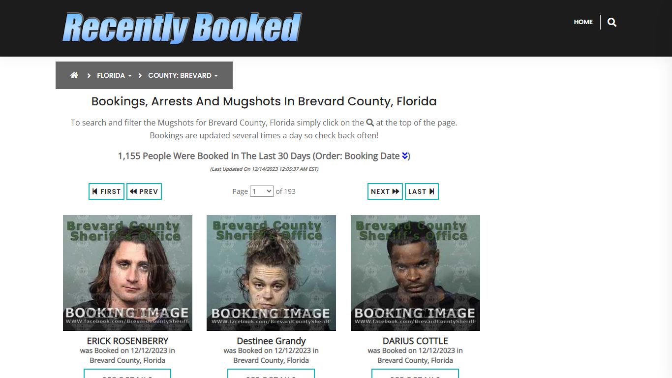 Recent bookings, Arrests, Mugshots in Brevard County, Florida